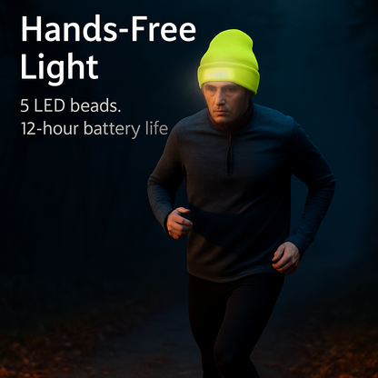 iMounTEK LED Headlamp Beanie – 5-LED, 12-Hour Battery, 7 Colors