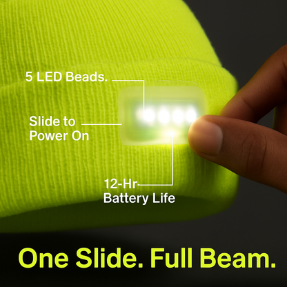 iMounTEK LED Headlamp Beanie – 5-LED, 12-Hour Battery, 7 Colors