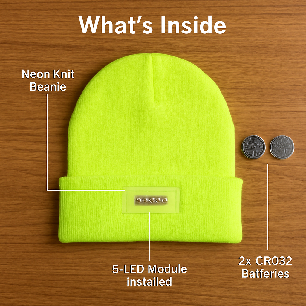 iMounTEK LED Headlamp Beanie – 5-LED, 12-Hour Battery, 7 Colors