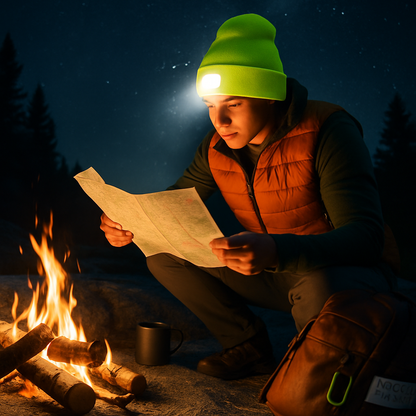 iMounTEK LED Headlamp Beanie – 5-LED, 12-Hour Battery, 7 Colors