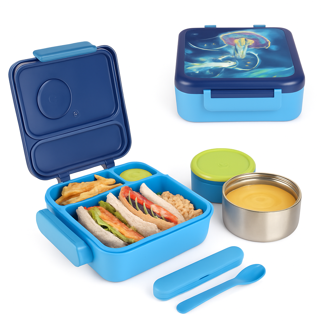 Kids Insulated Lunch Box Set | 304 Stainless Steel | 3–4 Hr Retention | Astronaut | Ages 3+ | Blue