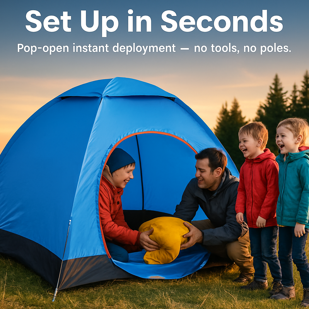 Pop-Up Camping Tent – 3-4 Person, All-Season, Instant Setup