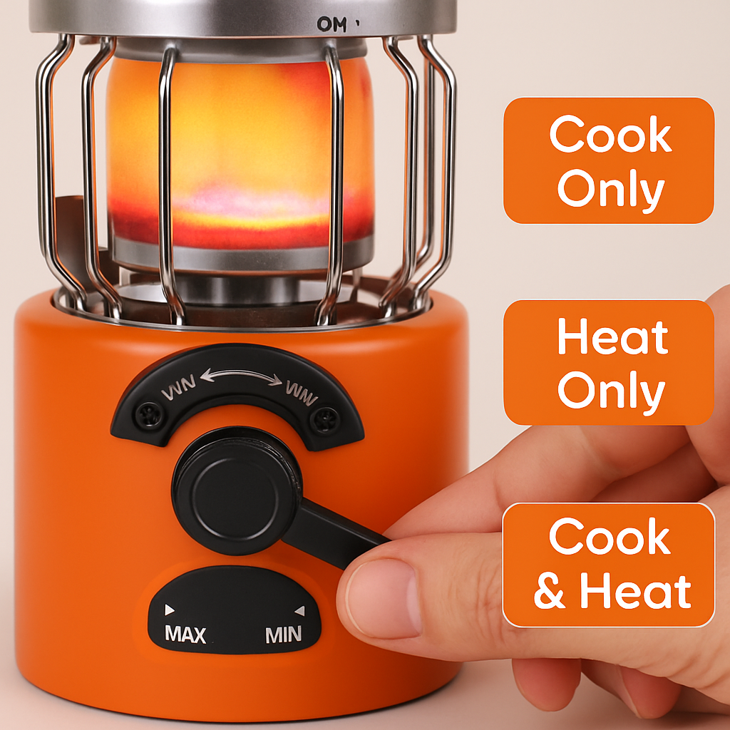 2-in-1 Camping Stove & Tent Heater | 2000W | 3 Modes | 360° Radiant Heat | Propane/Butane