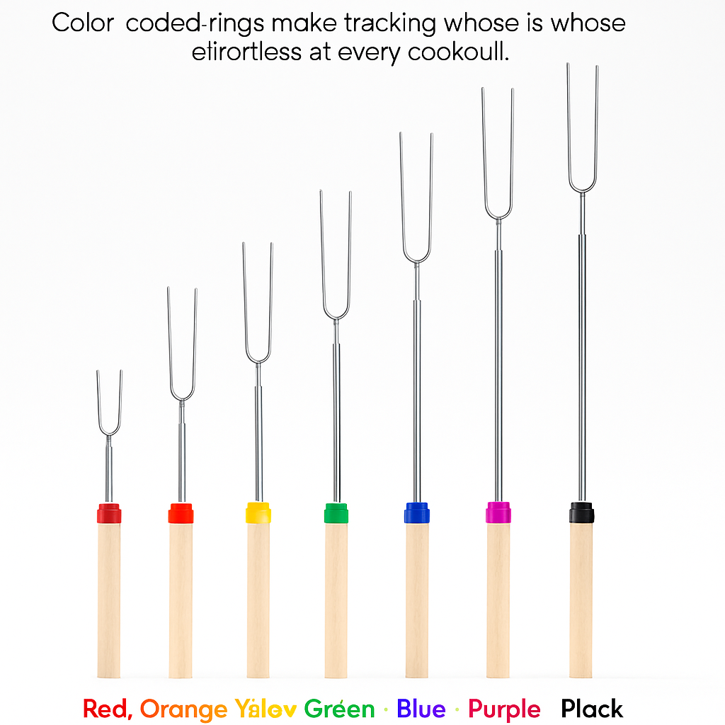 12-Piece Stainless Steel Roasting Sticks Set – Telescoping Skewers with Corn Needles, Fork & Knife | Campfire & BBQ