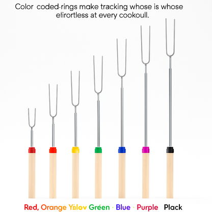 12-Piece Stainless Steel Roasting Sticks Set – Telescoping Skewers with Corn Needles, Fork & Knife | Campfire & BBQ