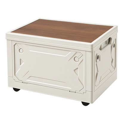 Collapsible Storage Bin with Wheels, Cutting Board Lid & 4 Lockable Doors – 39L
