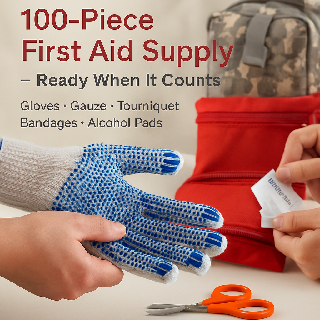 125-Piece Survival Kit with 100-Piece First Aid Set – Camping, Hiking & Emergency Preparedness | Water-Resistant Pouch