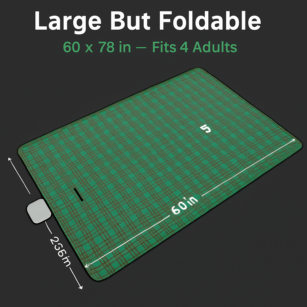 Waterproof Picnic Blanket | 60×78" | 600D Oxford + PEVA | Foldable | Carry Handle | 3 Colors