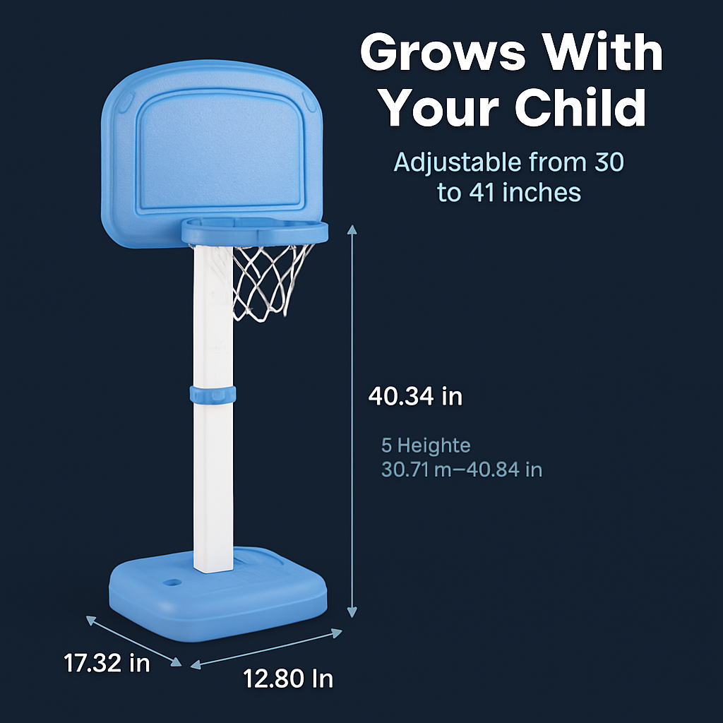 Poolside 2-in-1 Basketball Game Set | Straight & Curved Pole | 5 Heights | Ages 6–14 | iMounTEK | Blue or Red