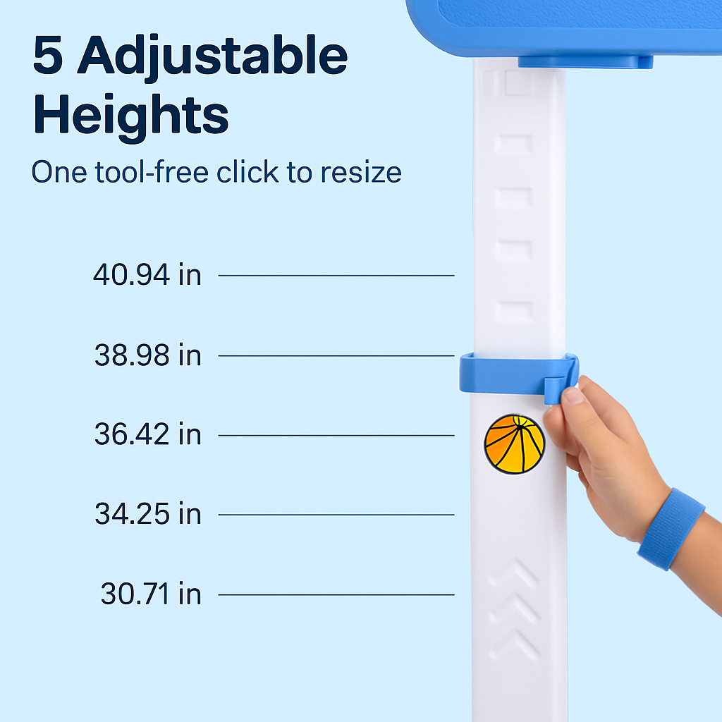 Poolside 2-in-1 Basketball Game Set | Straight & Curved Pole | 5 Heights | Ages 6–14 | iMounTEK | Blue or Red