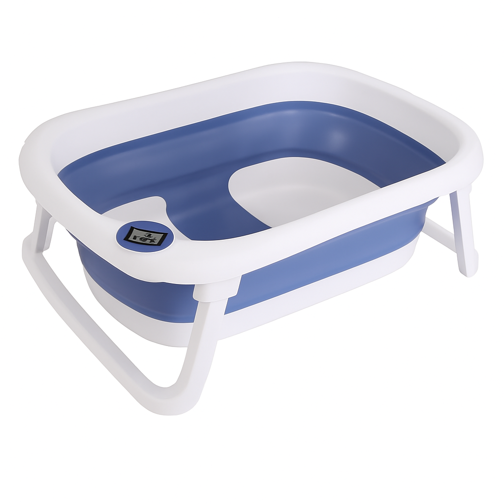 Foldable Baby Bathtub with Thermometer | 0–24 Months | 26L | Drain Hole | Non-Toxic PP+TPE | BabyLuv