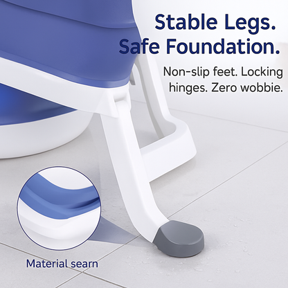 Foldable Baby Bathtub with Thermometer | 0–24 Months | 26L | Drain Hole | Non-Toxic PP+TPE | BabyLuv