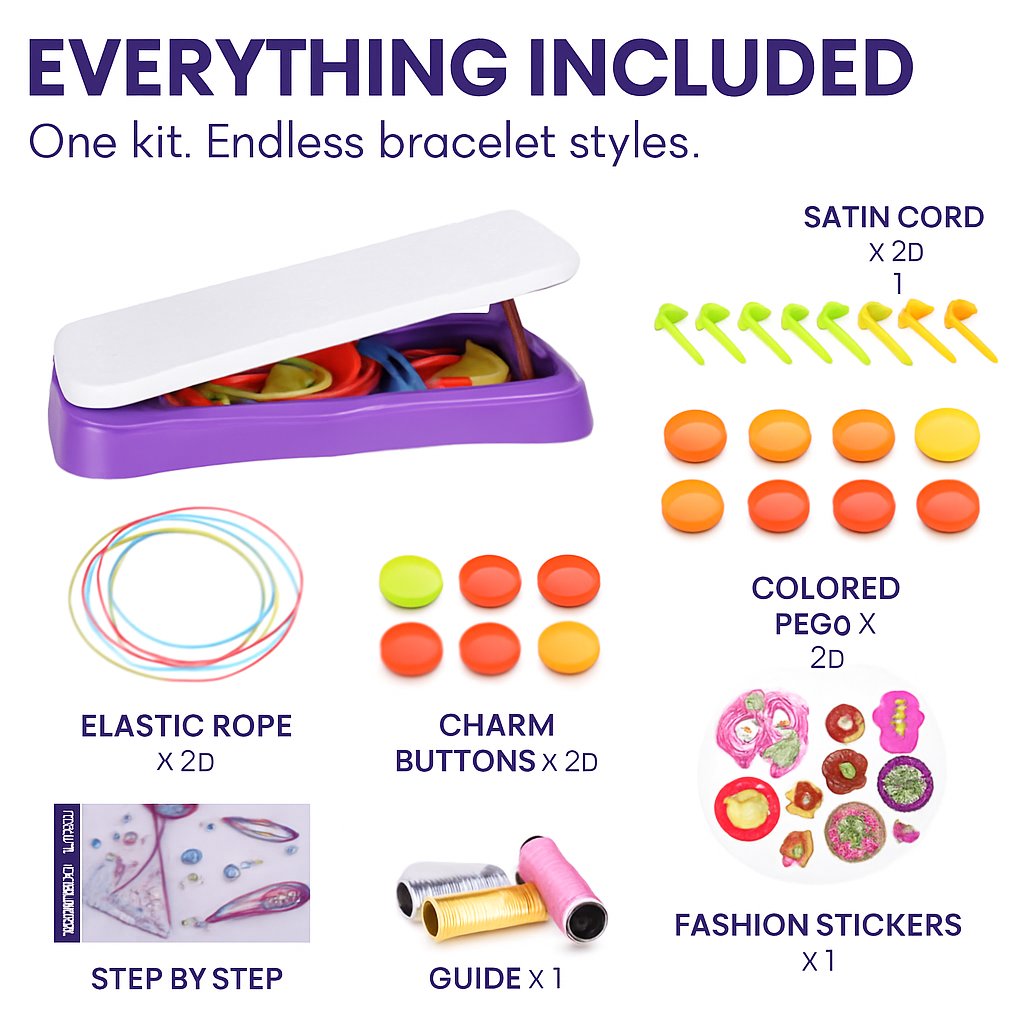 Bracelet Making Kit | 7 Knot Styles | 20 Bracelets | Travel-Friendly | Laromni | Pink or Purple