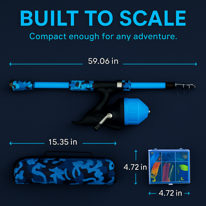 Kids Fishing Pole Set | Telescopic Rod & Spincast Reel | Travel Bag & Tackle Box | Ages 5+ | Blue or Pink