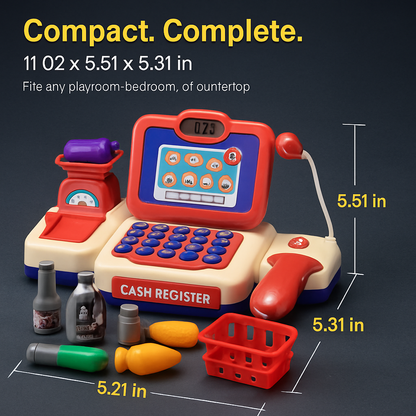 Kids Toy Cash Register | Scanner, Scale & Conveyor Belt | Music | Ages 3–6 | iMounTEK | Pink