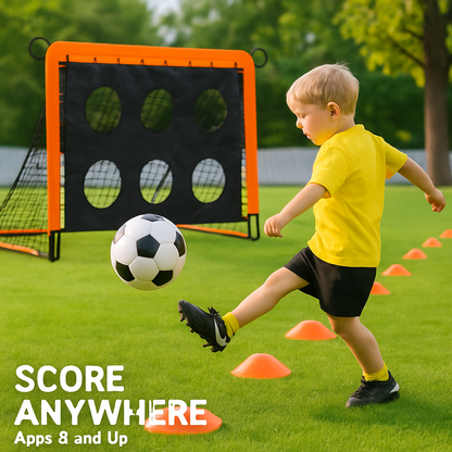 Kids Portable Soccer Goal Set | Two 6×4 ft Goals | Agility Ladder | 10 Cones | Ages 3+ | iMounTEK