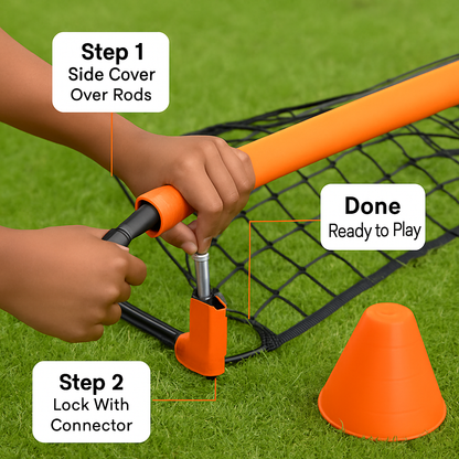 Kids Portable Soccer Goal Set | Two 6×4 ft Goals | Agility Ladder | 10 Cones | Ages 3+ | iMounTEK