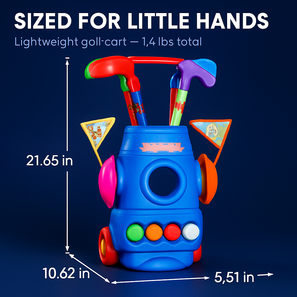 Toddler Golf Set | Cart, 4 Clubs, 4 Balls, 2 Holes & Flags | iMounTEK | Indoor & Outdoor Play