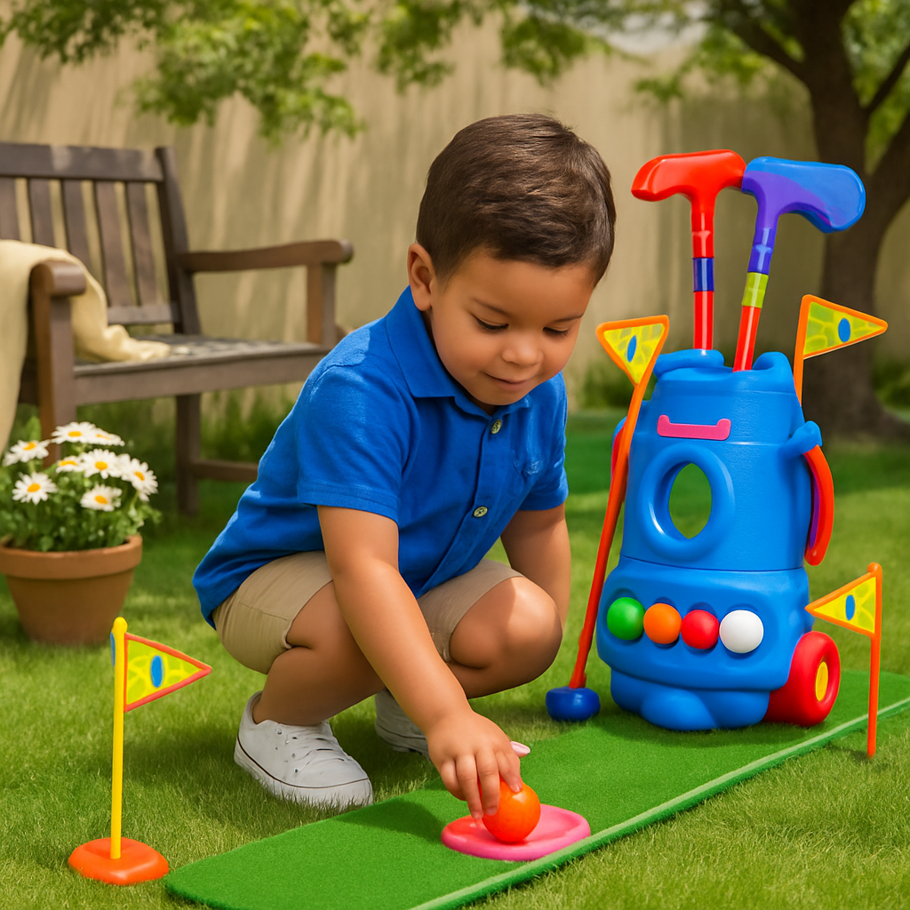 Toddler Golf Set | Cart, 4 Clubs, 4 Balls, 2 Holes & Flags | iMounTEK | Indoor & Outdoor Play