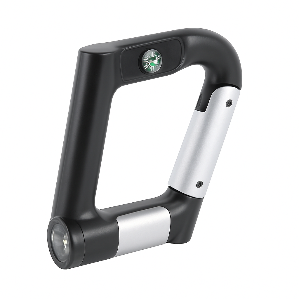 Carabiner Power Bank with LED Flashlight & Compass – 2200mAh | Hiking & Camping
