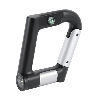 Carabiner Power Bank with LED Flashlight & Compass – 2200mAh | Hiking & Camping