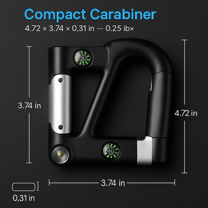 Carabiner Power Bank with LED Flashlight & Compass – 2200mAh | Hiking & Camping
