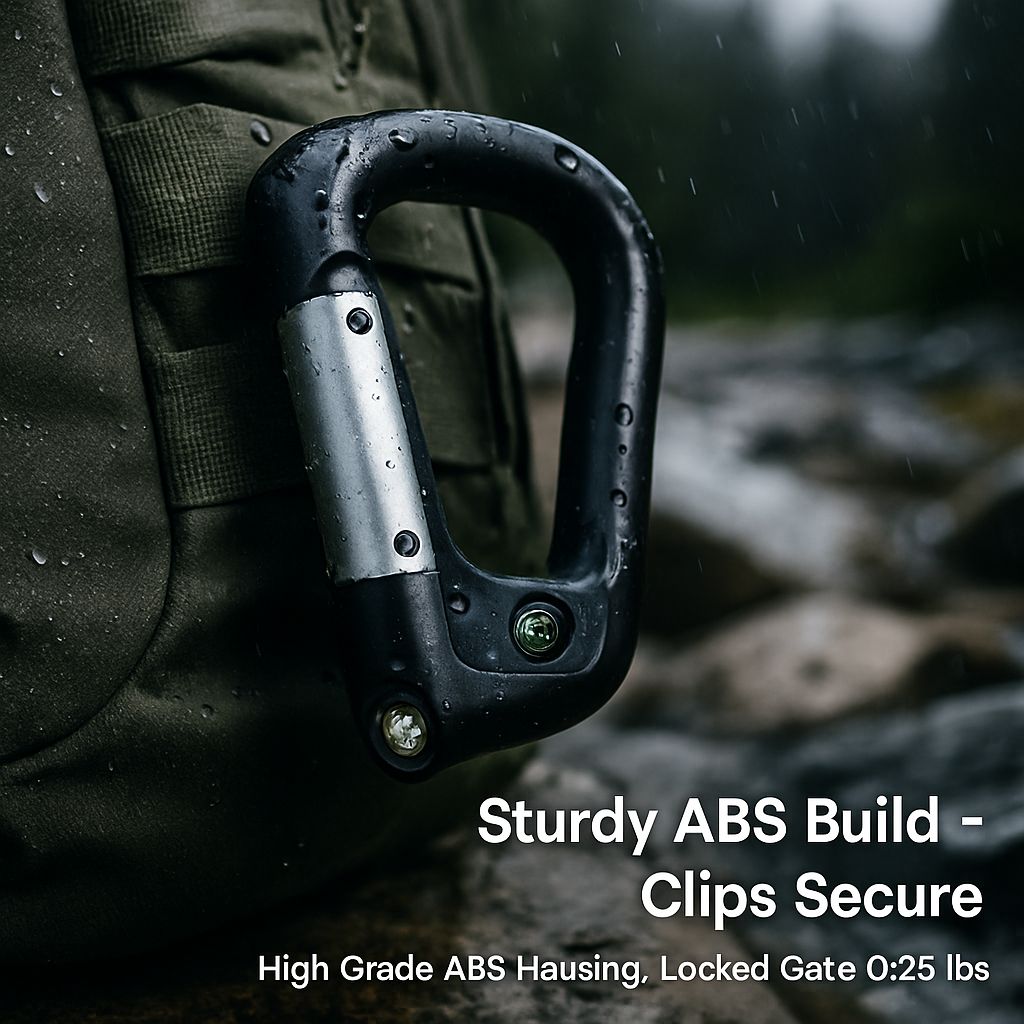 Carabiner Power Bank with LED Flashlight & Compass – 2200mAh | Hiking & Camping