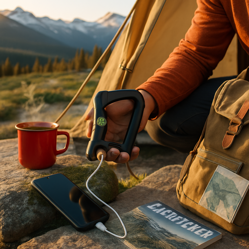 Carabiner Power Bank with LED Flashlight & Compass – 2200mAh | Hiking & Camping