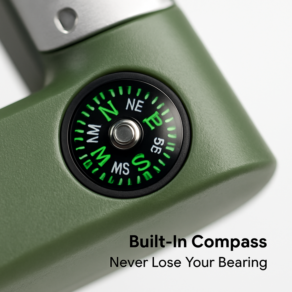 Carabiner Power Bank with LED Flashlight & Compass – 2200mAh | Hiking & Camping