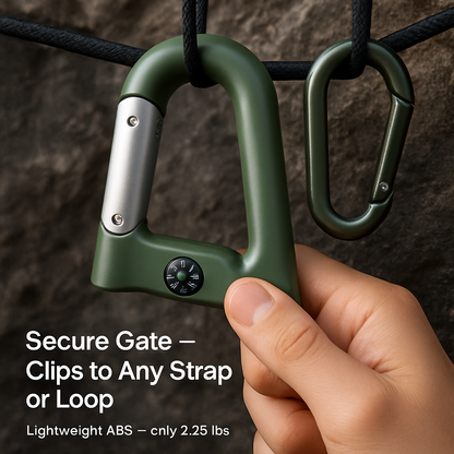 Carabiner Power Bank with LED Flashlight & Compass – 2200mAh | Hiking & Camping