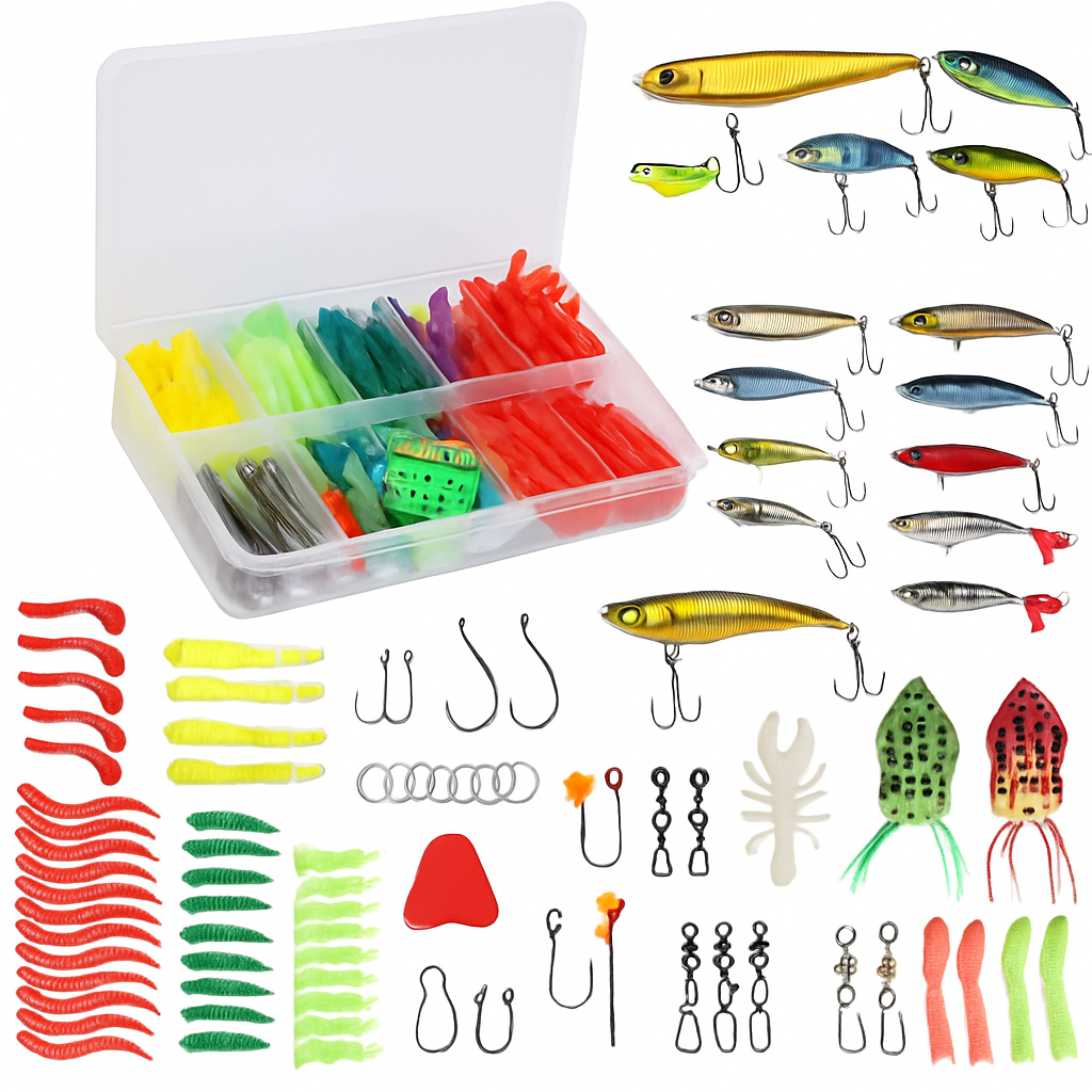 375-Piece Fishing Lure Kit | Tackle Box | Hard & Soft Lures | Freshwater & Saltwater | LakeForest