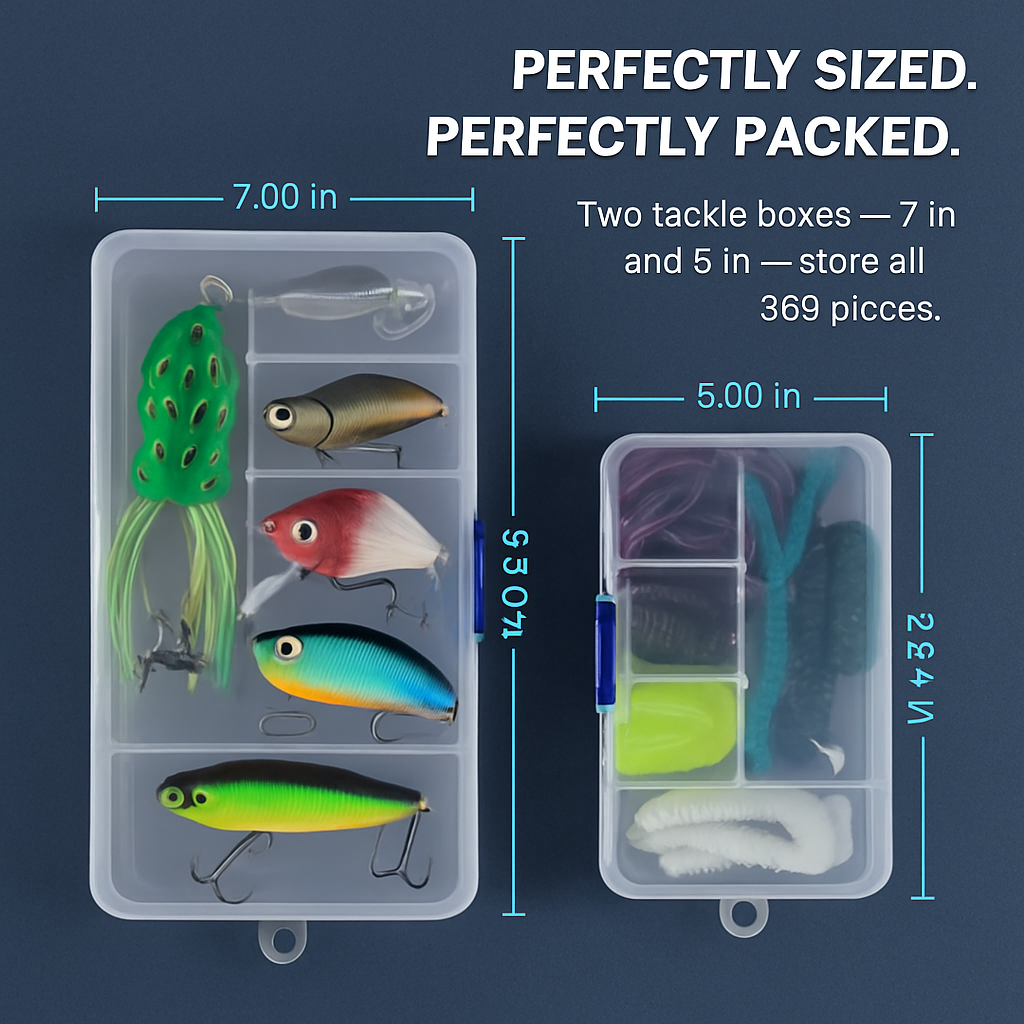 Fishing Lures Kit | Soft & Hard Lures | 2 Tackle Boxes | 100m Line | Freshwater & Saltwater | LakeForest