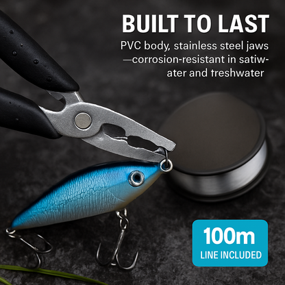 Fishing Lures Kit | Soft & Hard Lures | 2 Tackle Boxes | 100m Line | Freshwater & Saltwater | LakeForest