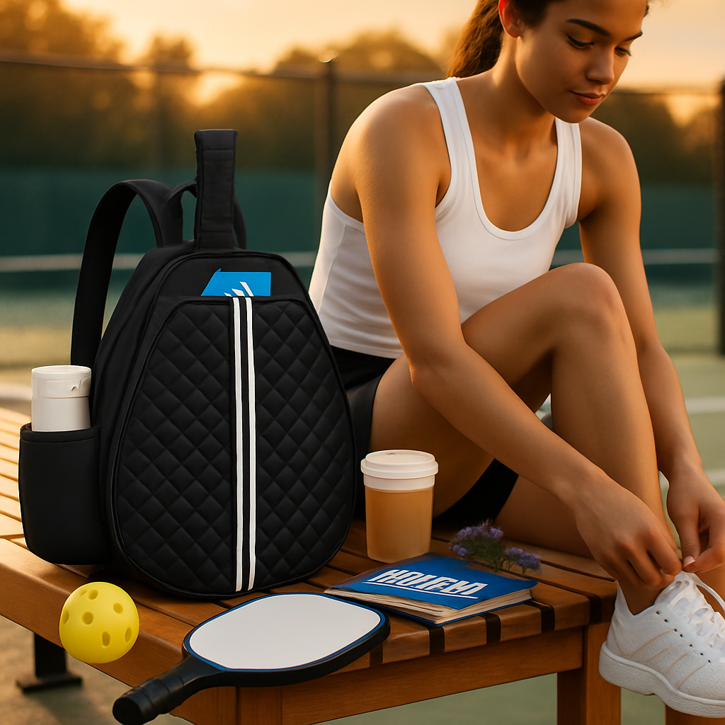 Pickleball Sling Bag | 7 Compartments | Wet/Dry Pockets | 3 Carry Styles | Waterproof | iMounTEK | Black or Beige