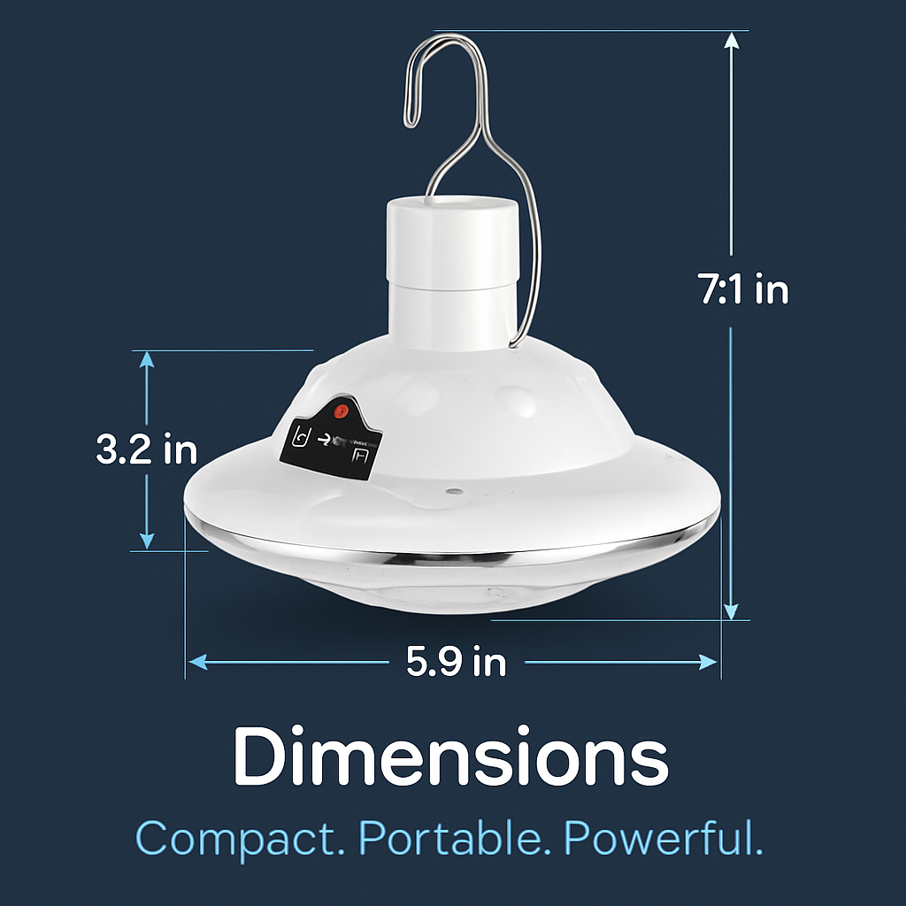 Solar Camping Lantern – 300 lm, IP65, Remote Control, AC or Solar Charging