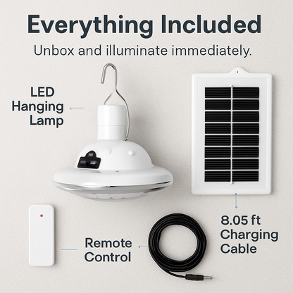 Solar Camping Lantern – 300 lm, IP65, Remote Control, AC or Solar Charging