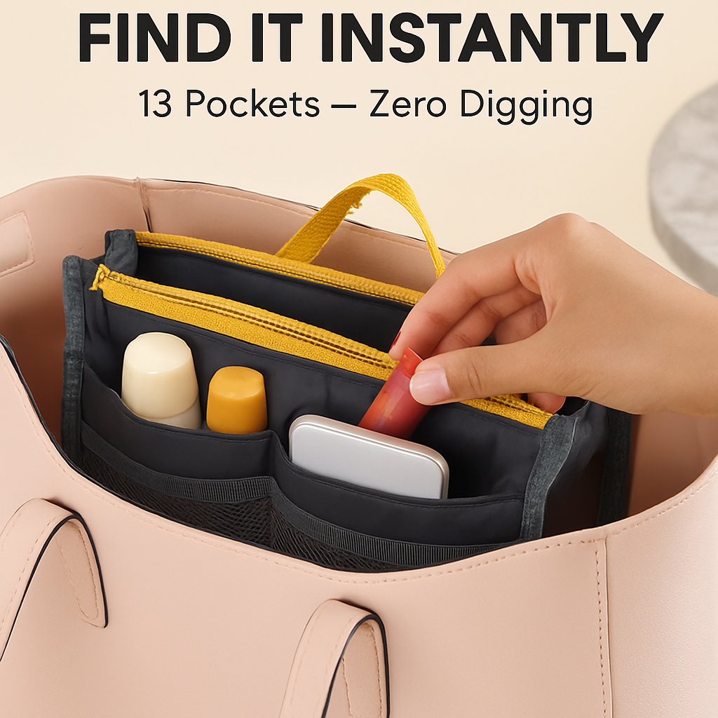 Travel Handbag Organizer | 13 Pockets | Detachable Key Chain | Nylon | iMounTEK | 6 Colors
