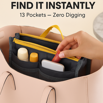 Travel Handbag Organizer | 13 Pockets | Detachable Key Chain | Nylon | iMounTEK | 6 Colors