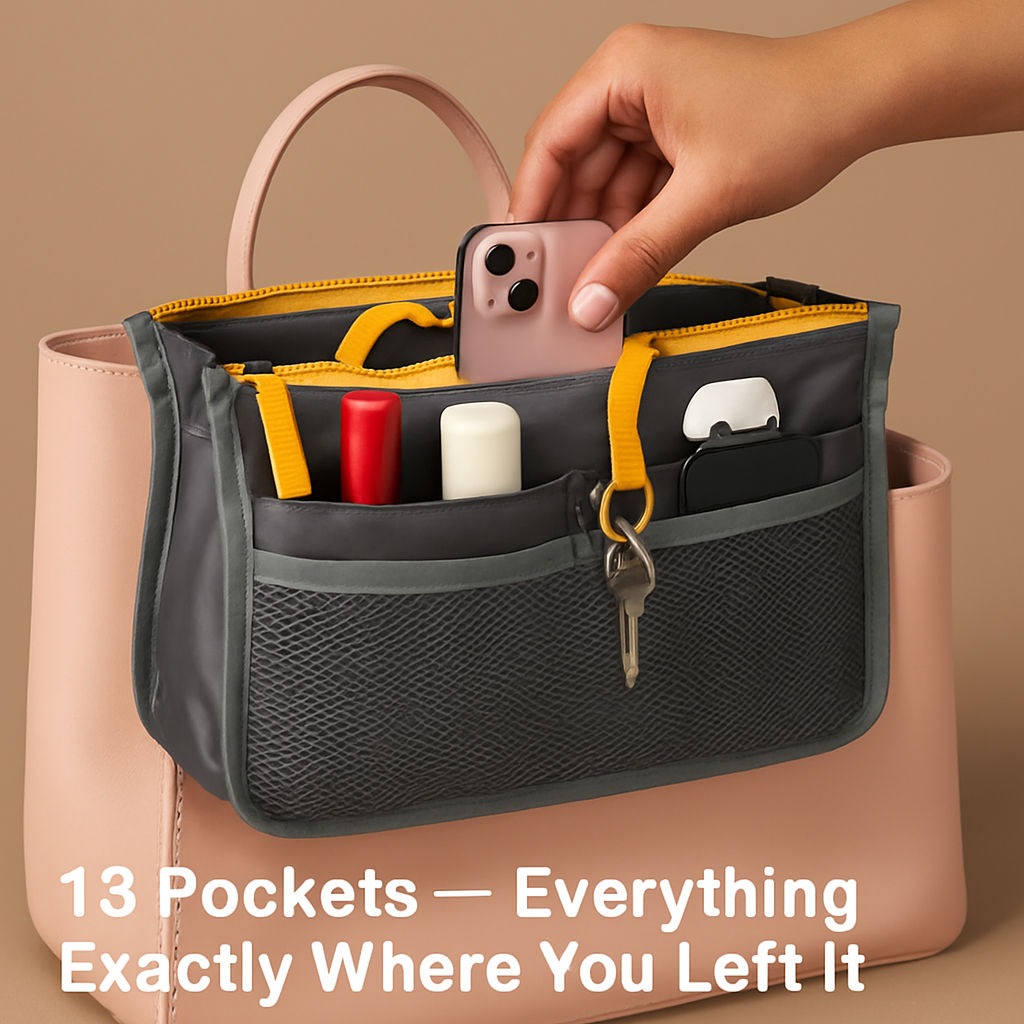 Travel Handbag Organizer | 13 Pockets | Detachable Key Chain | Nylon | iMounTEK | 6 Colors