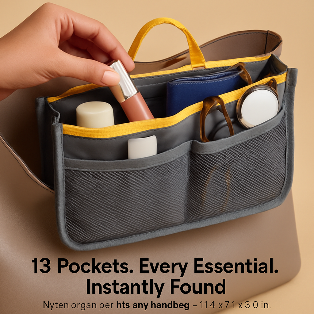 Travel Handbag Organizer | 13 Pockets | Detachable Key Chain | Nylon | iMounTEK | 6 Colors