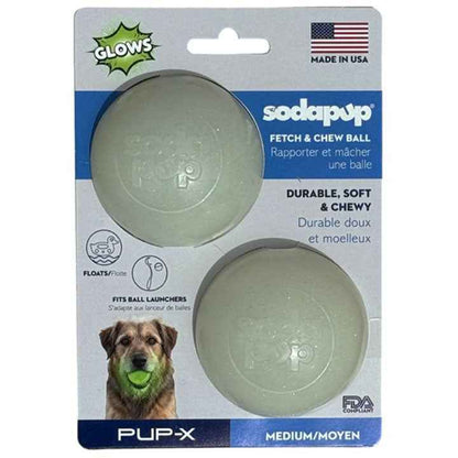 SodaPup Glow in the Dark Glitter Ball 2-Pack Dog Toy - 2.5"