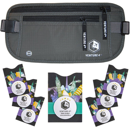 VENTURE 4TH Travel Money Belt with RFID Blocking | Fits Up to 56" Waist | 5 Colors - Niksstuff