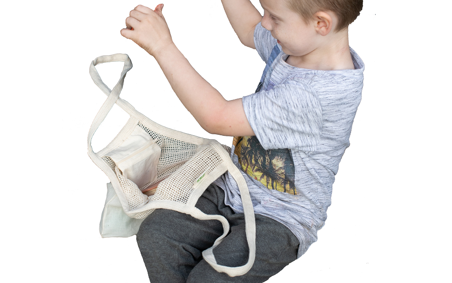 Organic Cotton Mesh & Fabric Tote Bag
