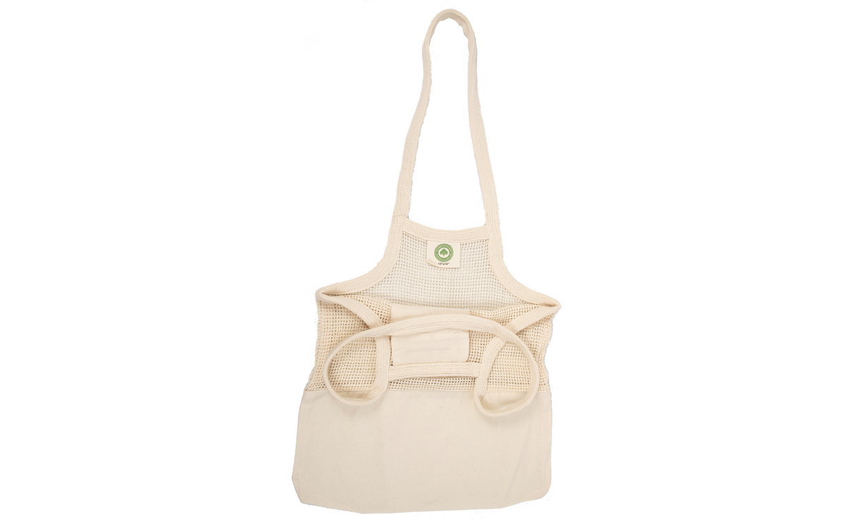 Organic Cotton Mesh & Fabric Tote Bag