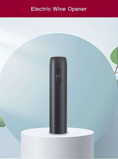 Black rechargeable electric wine opener with a front control button