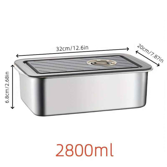 Stainless steel food container with airtight lid and vent valve, 2800 mL