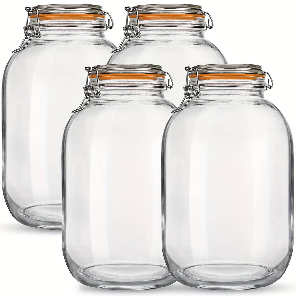 4-Pack 1-Gallon Glass Mason Jars Airtight Hinged
