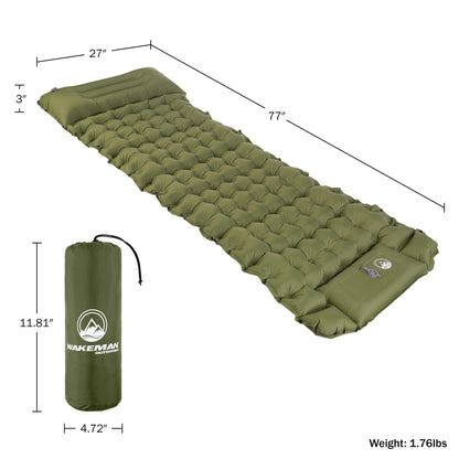 Wakeman Outdoors Inflatable Sleep Pad with Foot Pump - 3" Thick