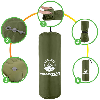 Wakeman Outdoors Inflatable Sleep Pad with Foot Pump - 3" Thick