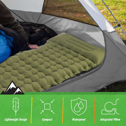 Wakeman Outdoors Inflatable Sleep Pad with Foot Pump - 3" Thick